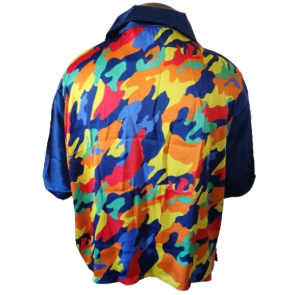 COLORFUL ☆ CAMO PRINT ☆ BOXY STYLE ☆ SATIN TOP ☆ NWT - Picture 7 of 10
